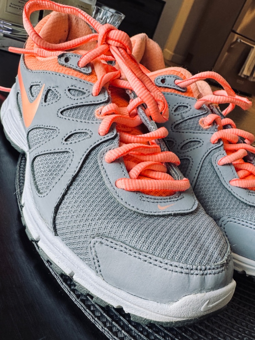 Nike Gray and Coral Women's Athletic Running Shoes